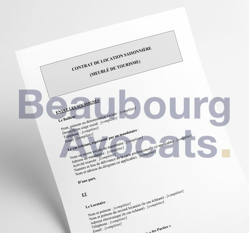 Modèle de Contrat de location saisonnière