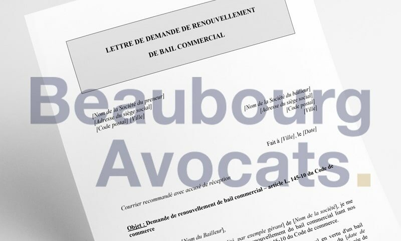 Lettre de demande de renouvellement de bail commercial