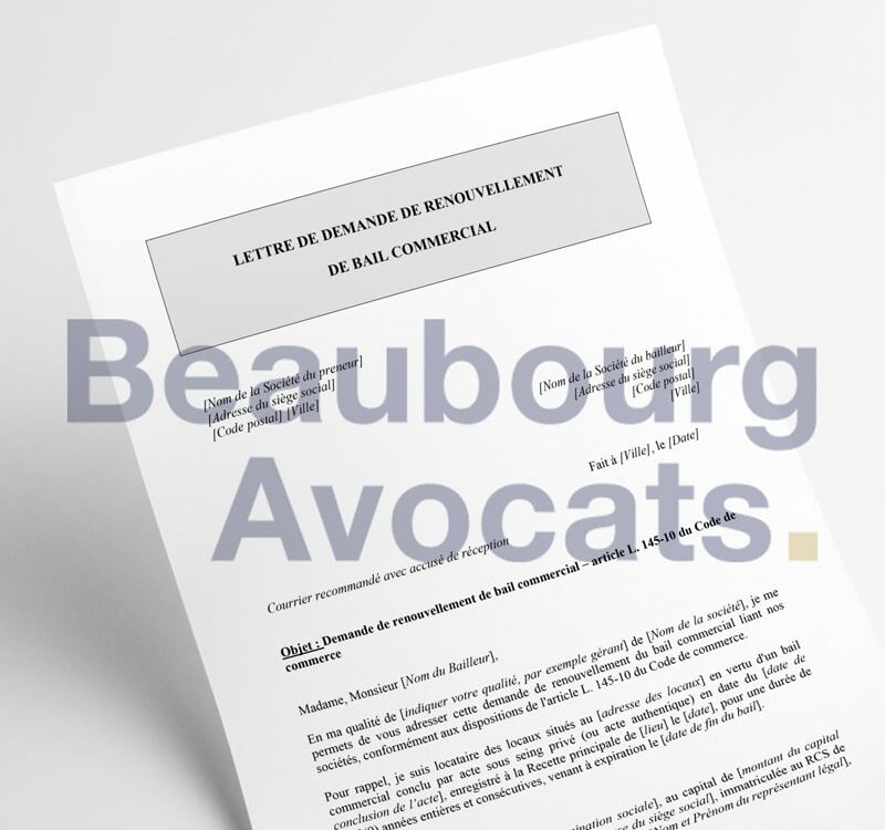 Lettre de demande de renouvellement de bail commercial
