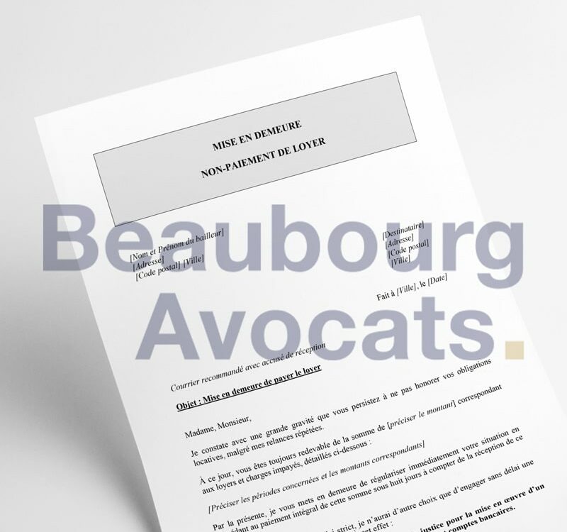 Mise en demeure loyer impayé